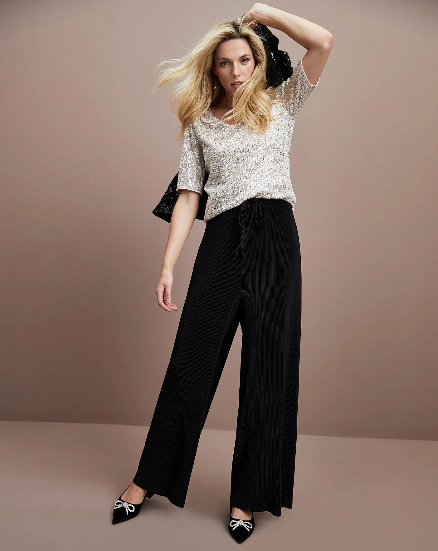 Pull On Premium Jersey Plisse Straight Leg Trouser