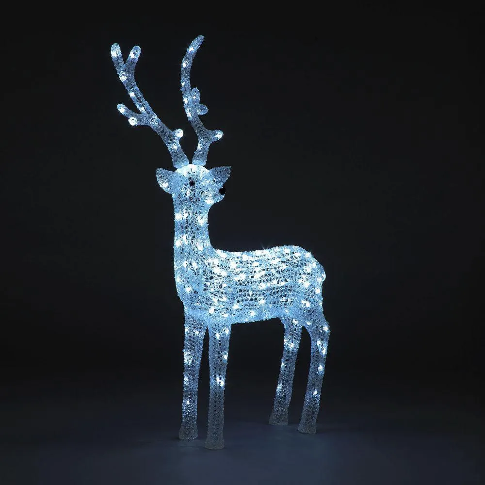113cm Acrylic Standing Stag with 160 Ice White LEDs
