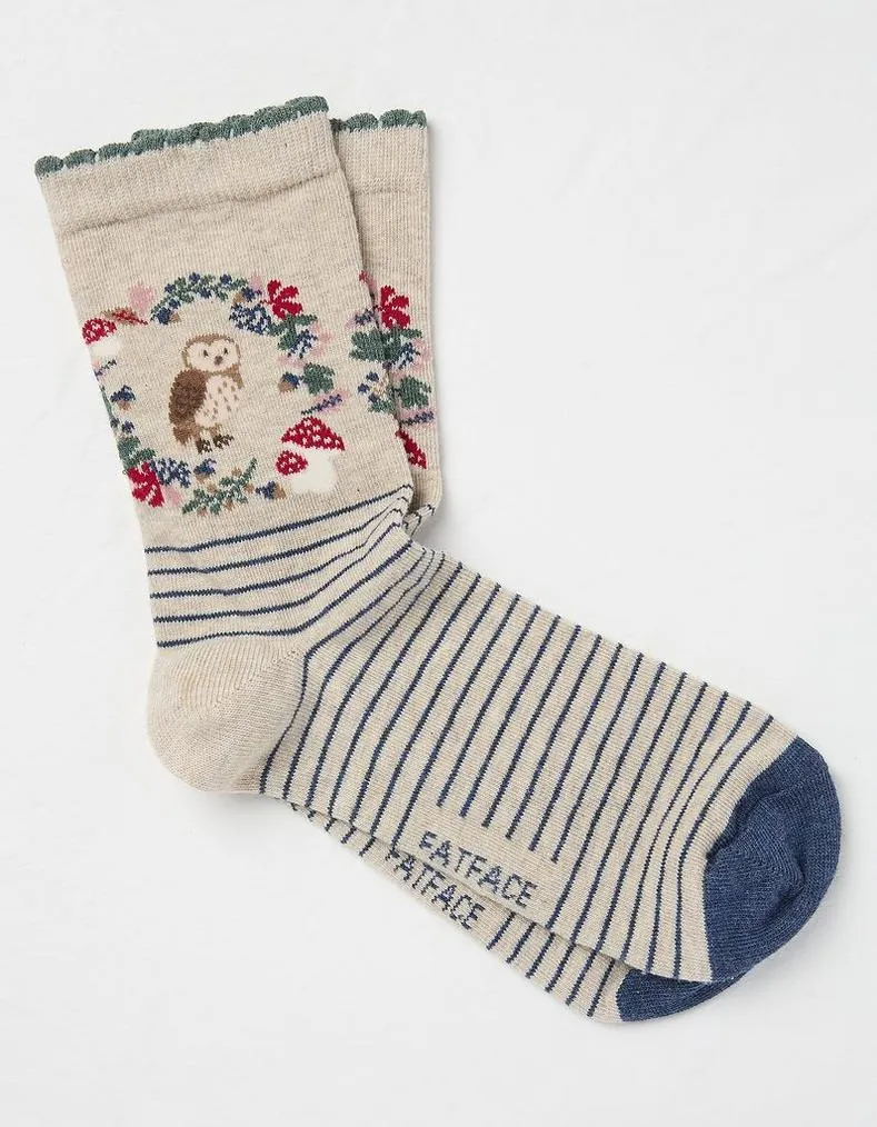 1 Pack Owl Wreath Socks