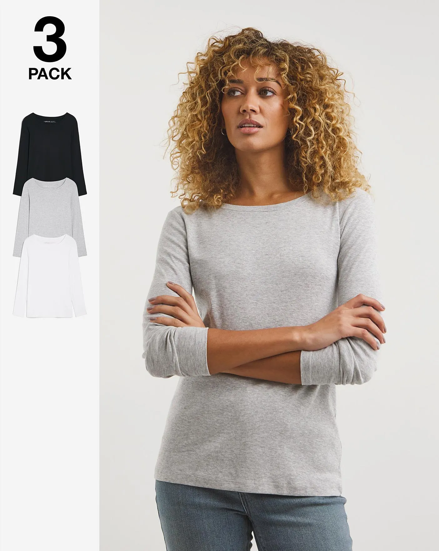 3 Pack Crew Neck Long Sleeve Tops