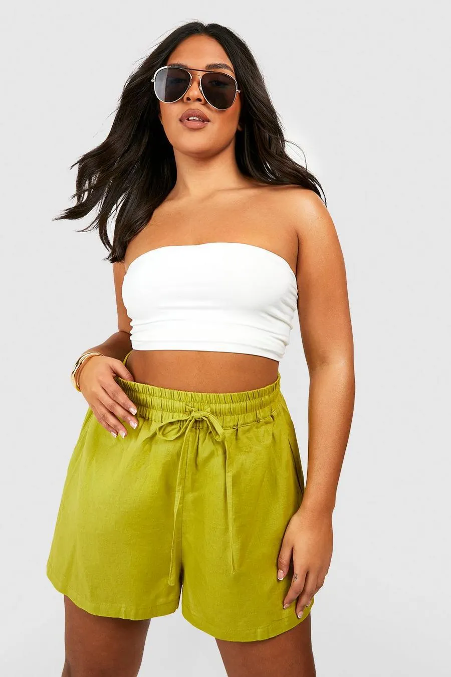 Plus Linen Flippy Shorts