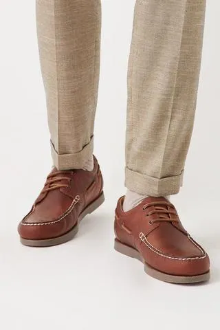 Brown Leather Boat Shoes