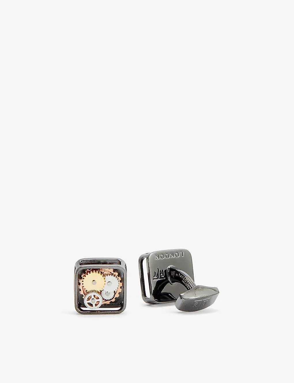 Square brass, stainless steel and enamel cufflinks