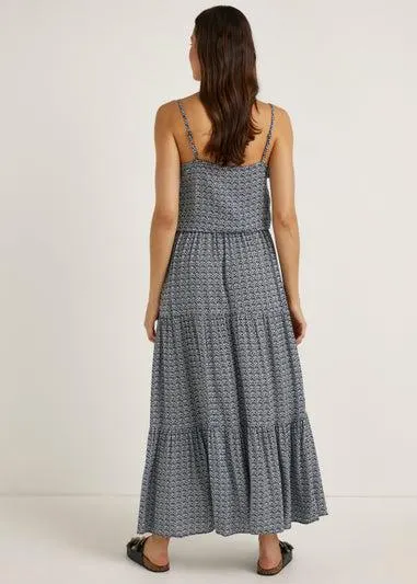 White Palm Print Maxi Co-Ord Skirt - Size 8