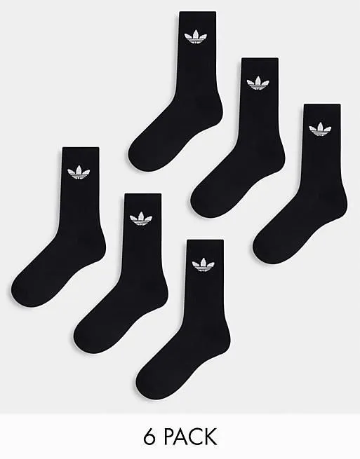 adidas Originals trefoil 6 pack socks in black