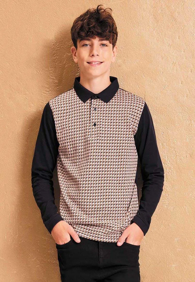 Older Boys Dogtooth Polo Top