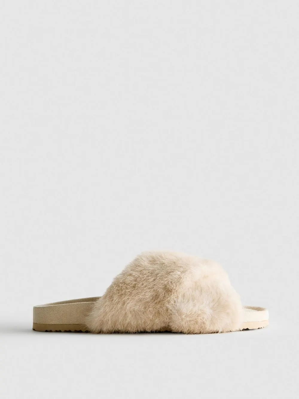 Fluffy Cross Strap Mule Slippers