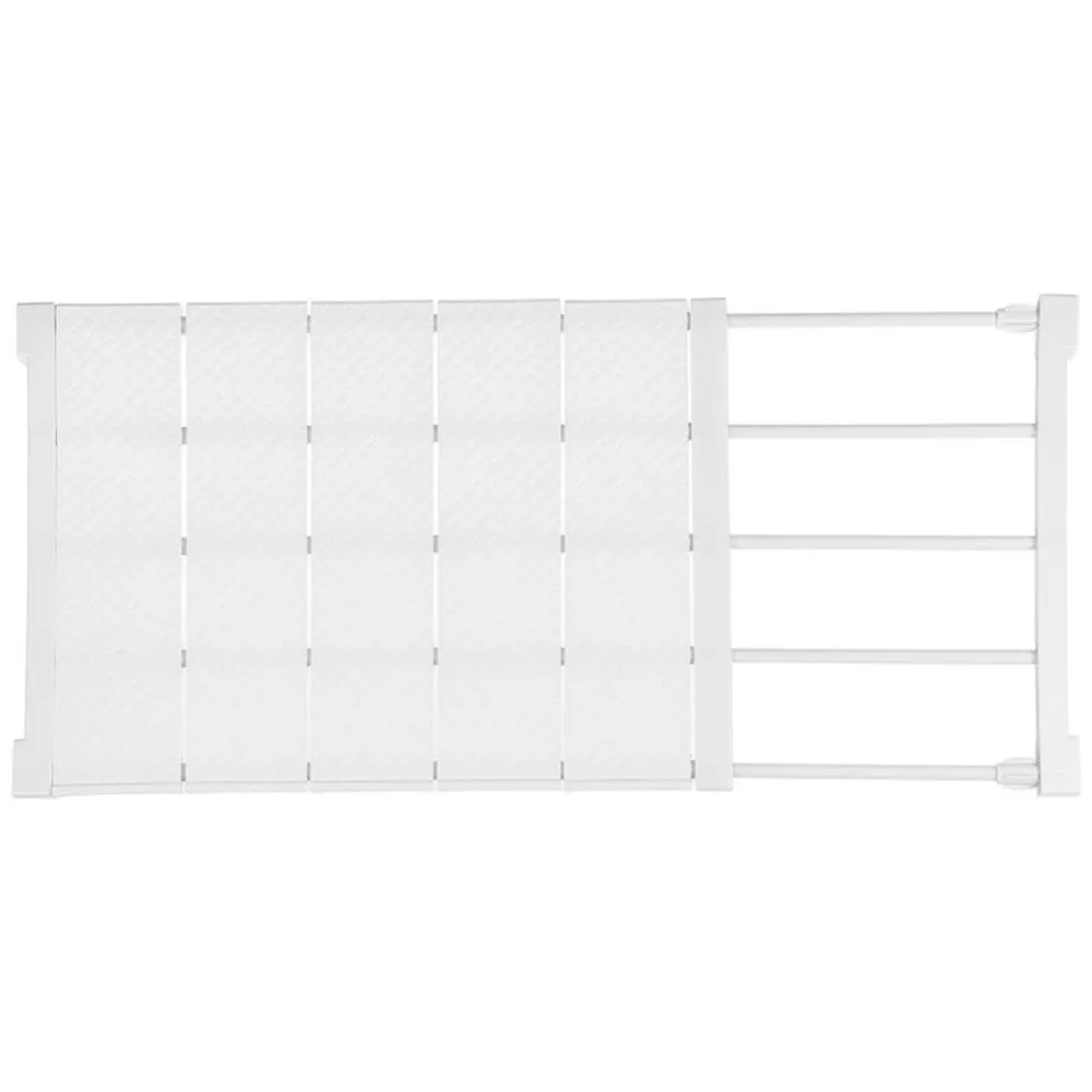 Living And Home CT0025 White Expandable Closet Shelf Divider With Rail 50-80cm