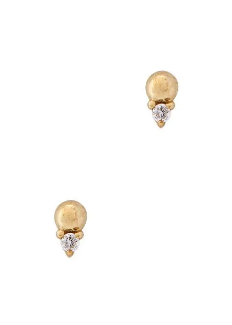 Diamond-embellished 9kt gold stud earring