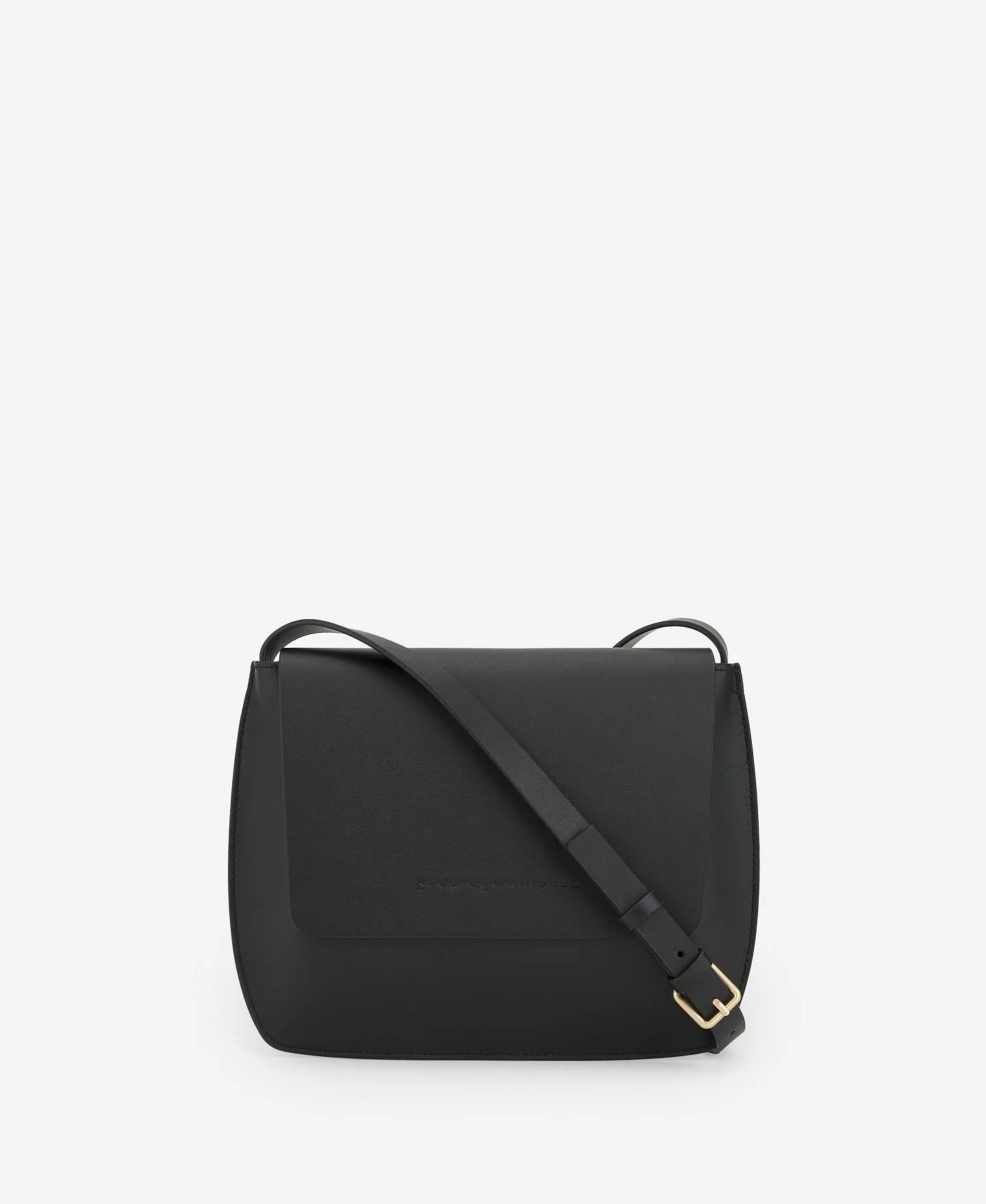 Black leather shoulder bag for women