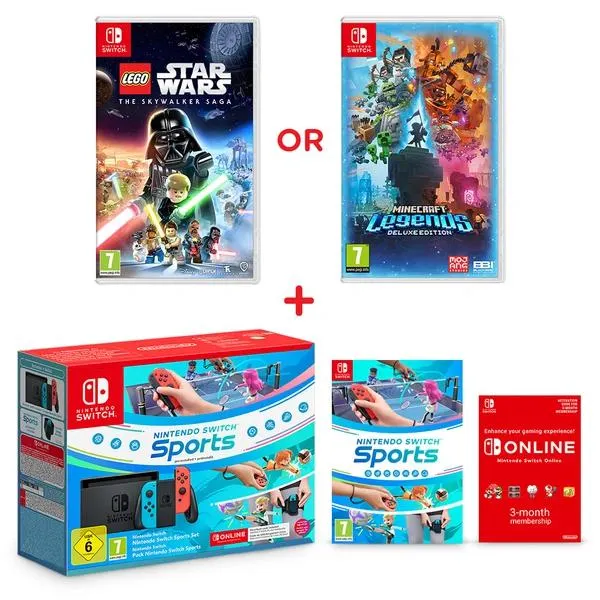 Nintendo Switch Neon Console, Switch Sports & Select Game