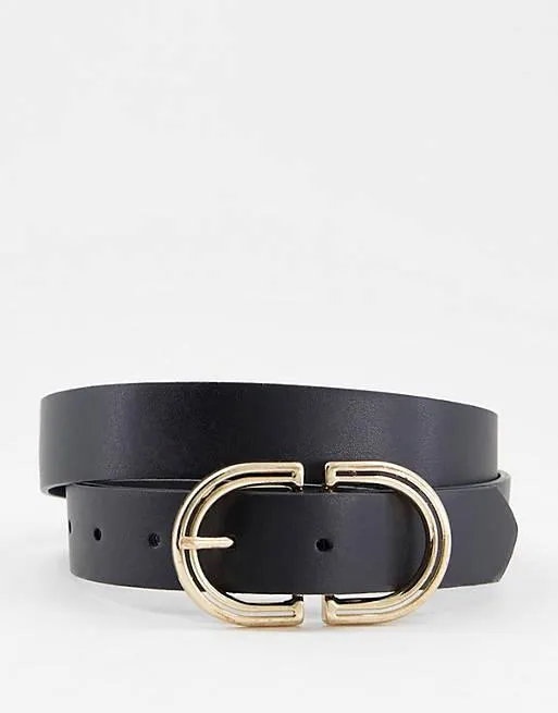 ASOS DESIGN waist and hip jeans belt in black
