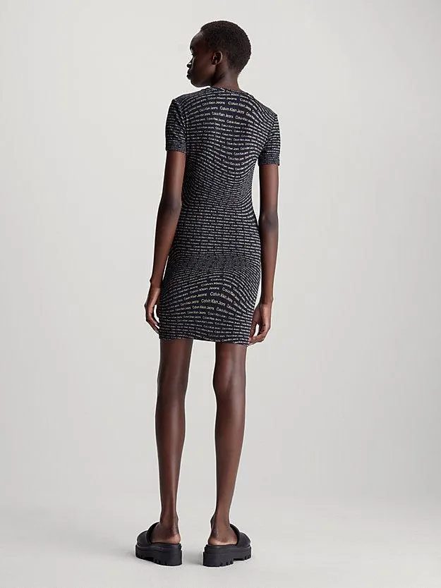 Slim Ribbed All-Over Logo Dress