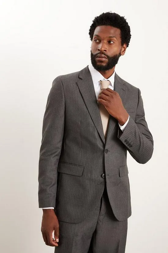 Tailored Fit Charcoal Herringbone Suit Jacket