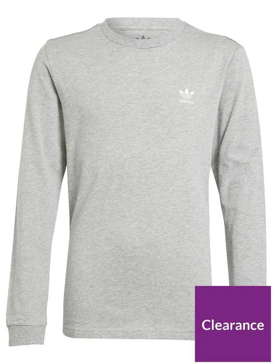 Junior Unisex Long Sleeve Tee - Medium Grey Heather/white