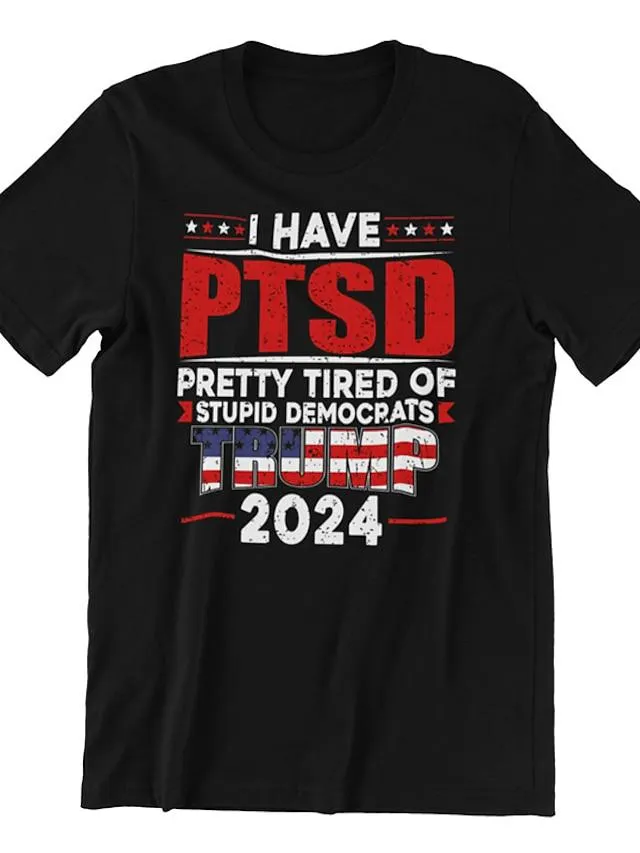 Trump T Shirt Men's T shirt Tee Graphic Tee Casual Style Classic Style Trump National Flag Crew Neck Clothing Apparel Hot Stamping Outdoor Street Short Sleeve Print Designer