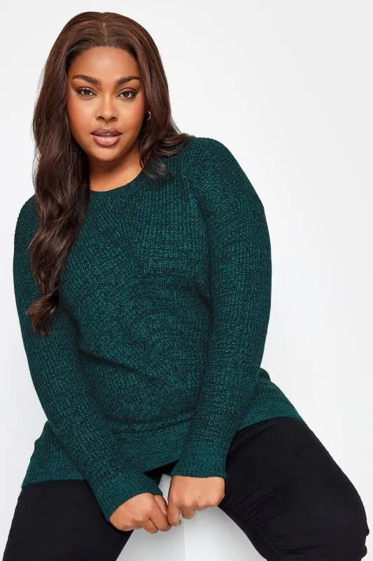 YOURS Curve Dark Green Knitted Jumper