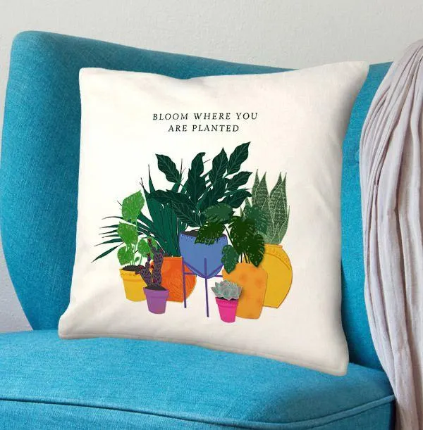 Bloom Where You Are Planted Personalised Cushion