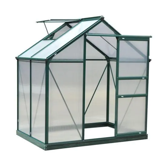 Outsunny 6x4Ft Walk-in Polycarbonate Greenhouse Plant Grow Galvanized Aluminium