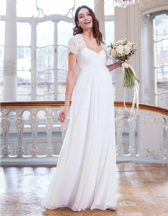 Ivory Silk & Lace Maternity Wedding Gown