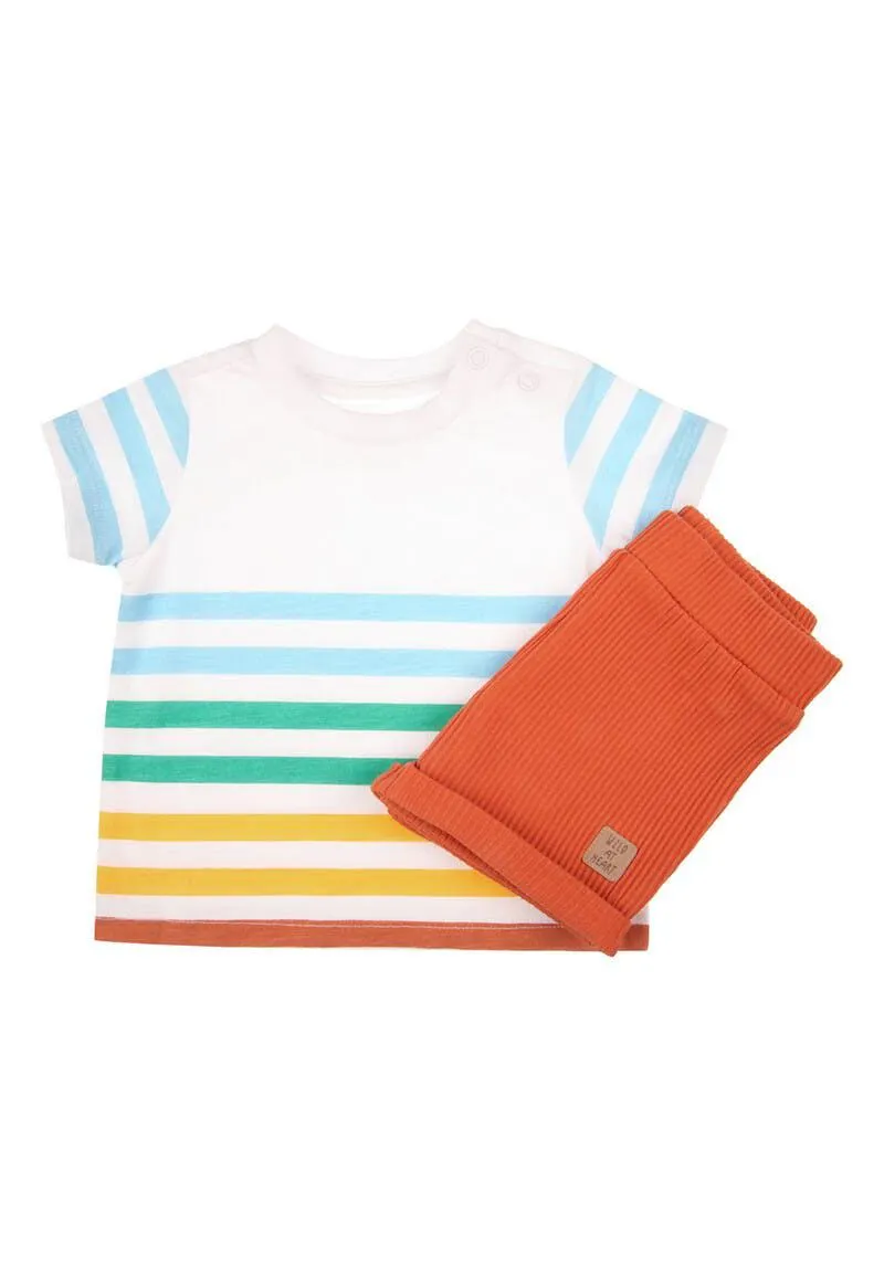 Baby Boy Rainbow Stripe T-shirt and Shorts Set