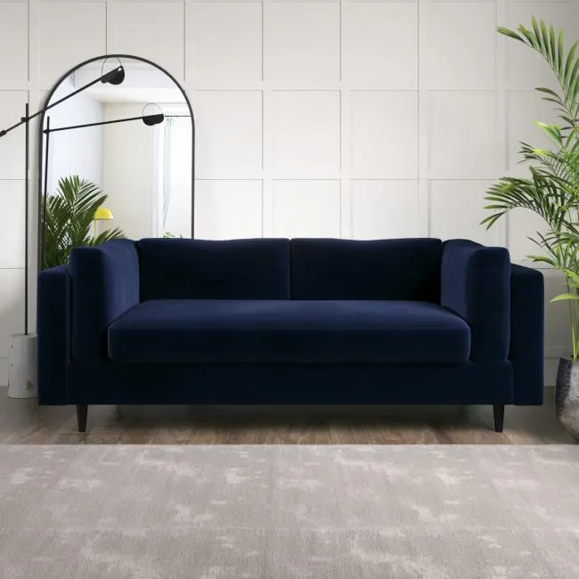 Navy Velvet 3 Seater Sofa in a Box - Frankie