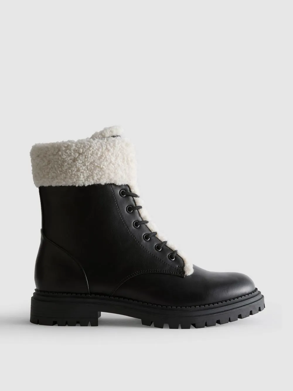 Borg Trim Zip-Up Ankle Boots