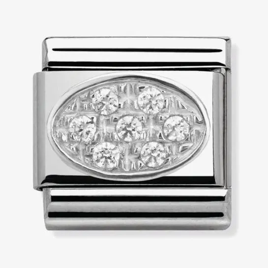 CLASSIC Silvershine White Cubic Zirconia Oval Charm