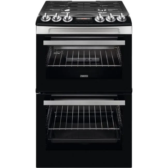 Zanussi 55cm Double Oven Gas Cooker with Catalytic Liners - Stainless Steel