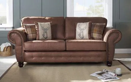 County Fabric 3 Seater Standard Back Sofa