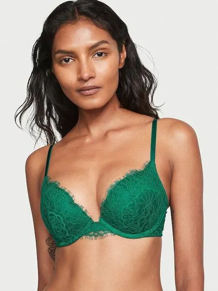 Spruce Green Lace Push Up Bra