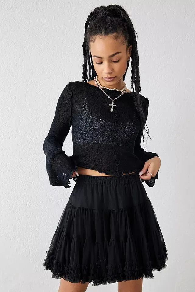 UO - Haut en maille bouclette et bordures ondulées