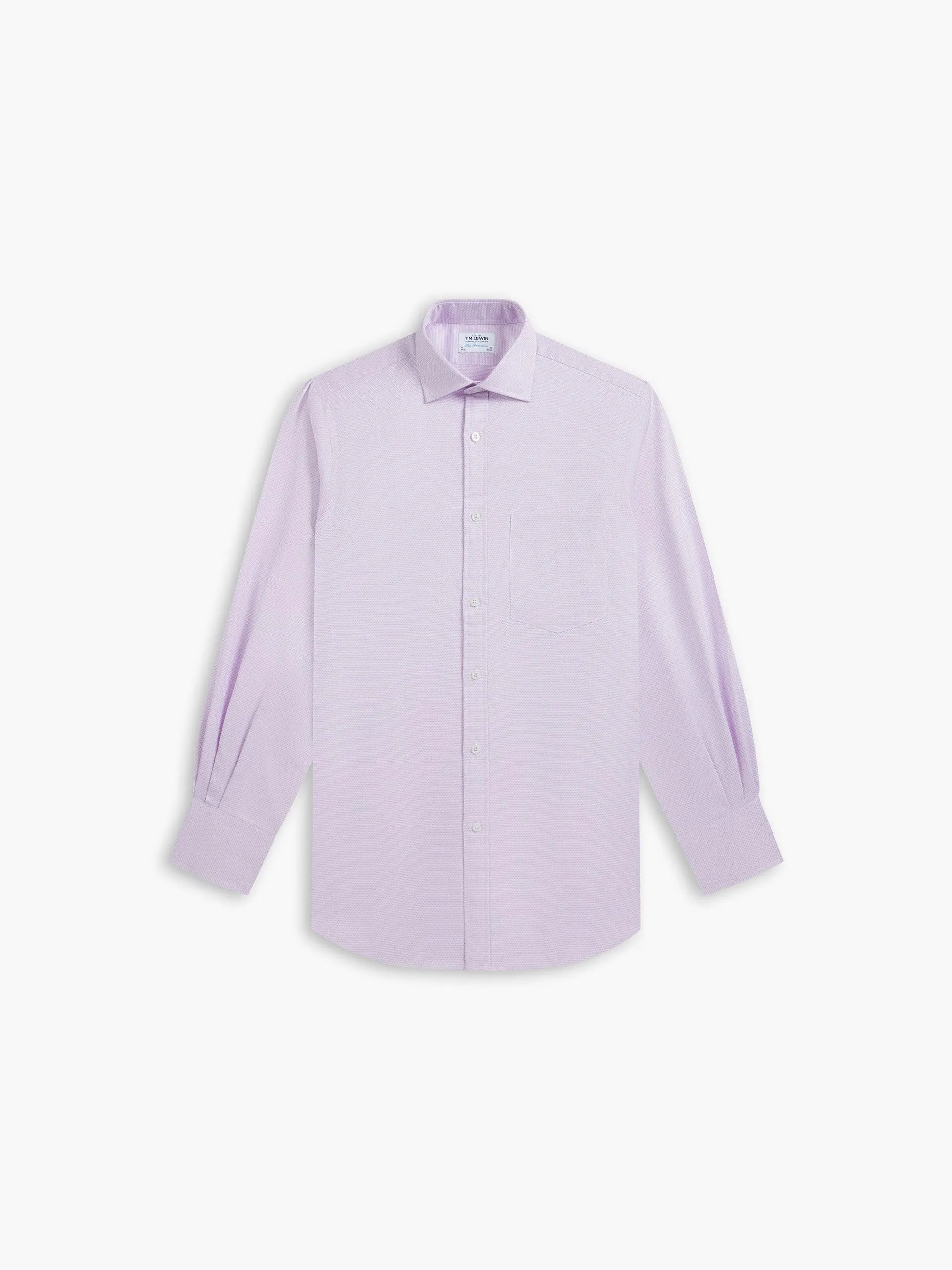Lilac Diamond Geometric Dobby Slim Fit Single Cuff Classic Collar Shirt
