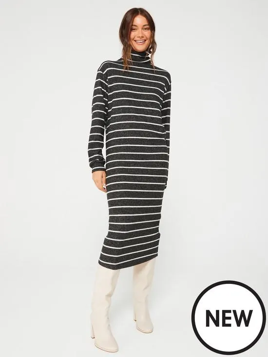 High Neck Midaxi Snit Dress