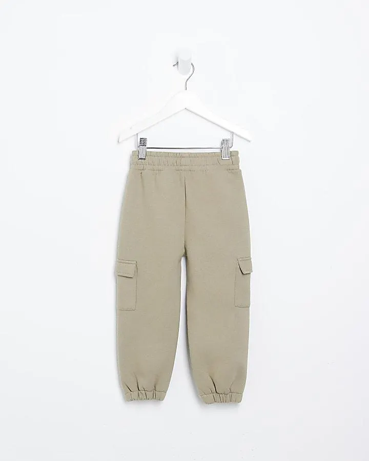 Mini girls Khaki Cargo Pocket Joggers