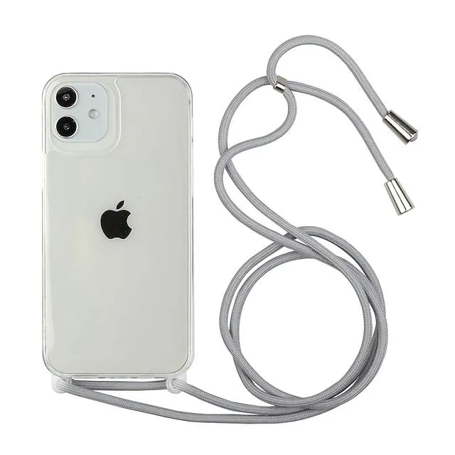 Clear Phone Case For iPhone 14 Pro Max 13 12 11 Pro Max Mini X XR XS 8 7 Plus Lanyard Necklace Chain Hang Strap Cord Rope Cover Coque