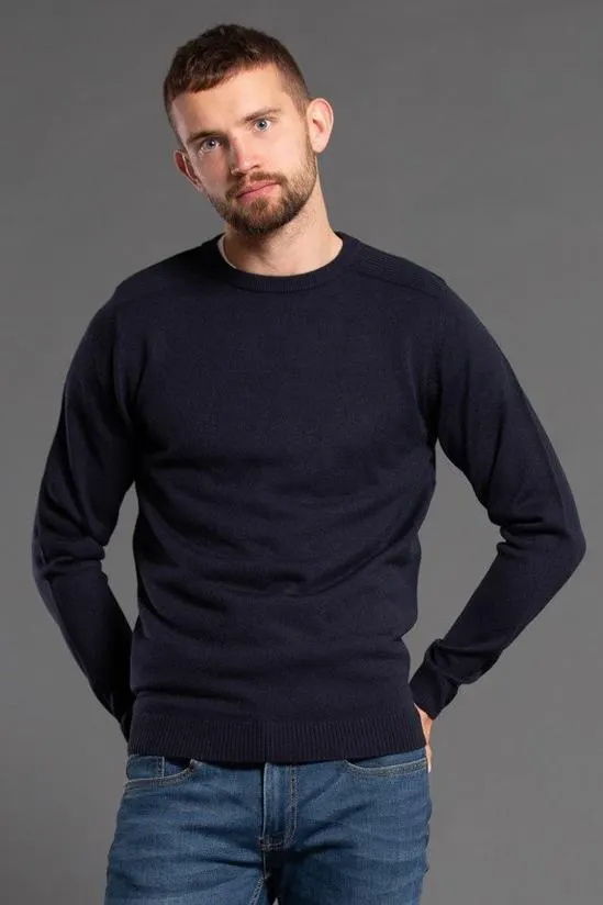 Crew Neck Ribbed Shoulder Jumper
