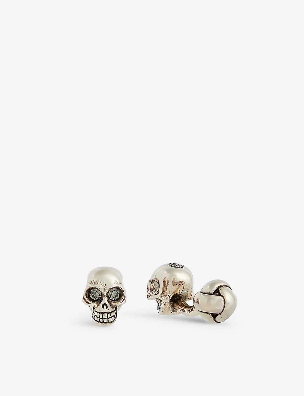 Skull swarovski crystal-embellished brass cufflinks