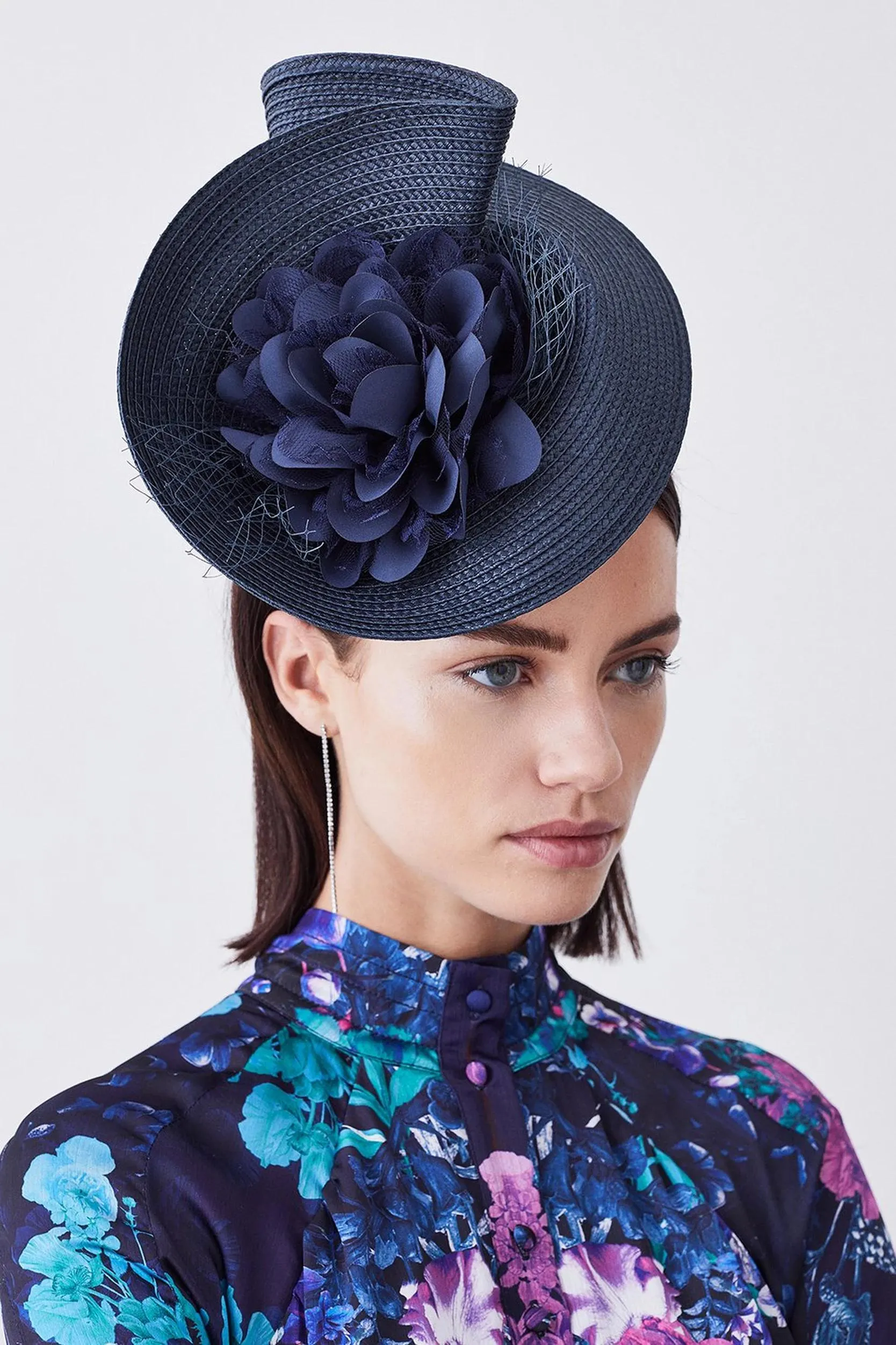 Asymmetric Flower & Feather Fascinator