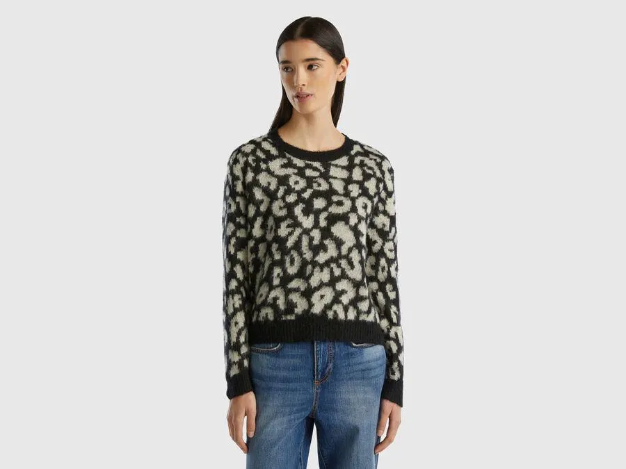 Animal print sweater in mohair blend