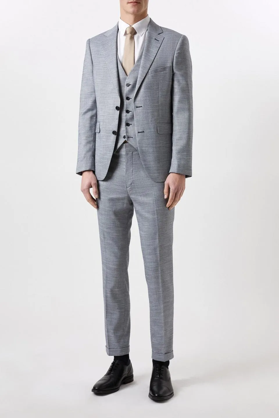 Slim Fit Chambray Blue Slub Suit Jacket