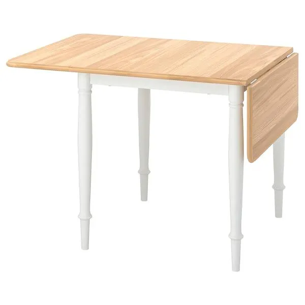 Drop-leaf table, oak veneer/white,