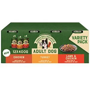 James Wellbeloved Wet Adult Dog Food Turkey, Lamb & Chicken in Loaf 12 x 400g Tins