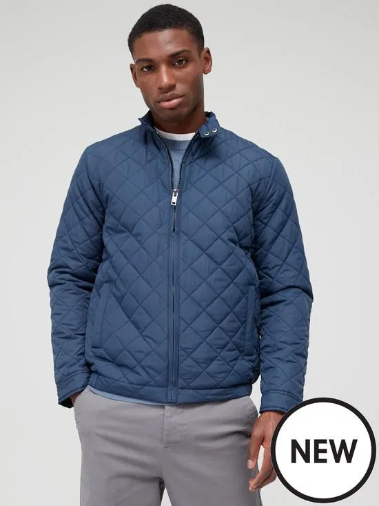 Quilted Harrington Jacket - Navy