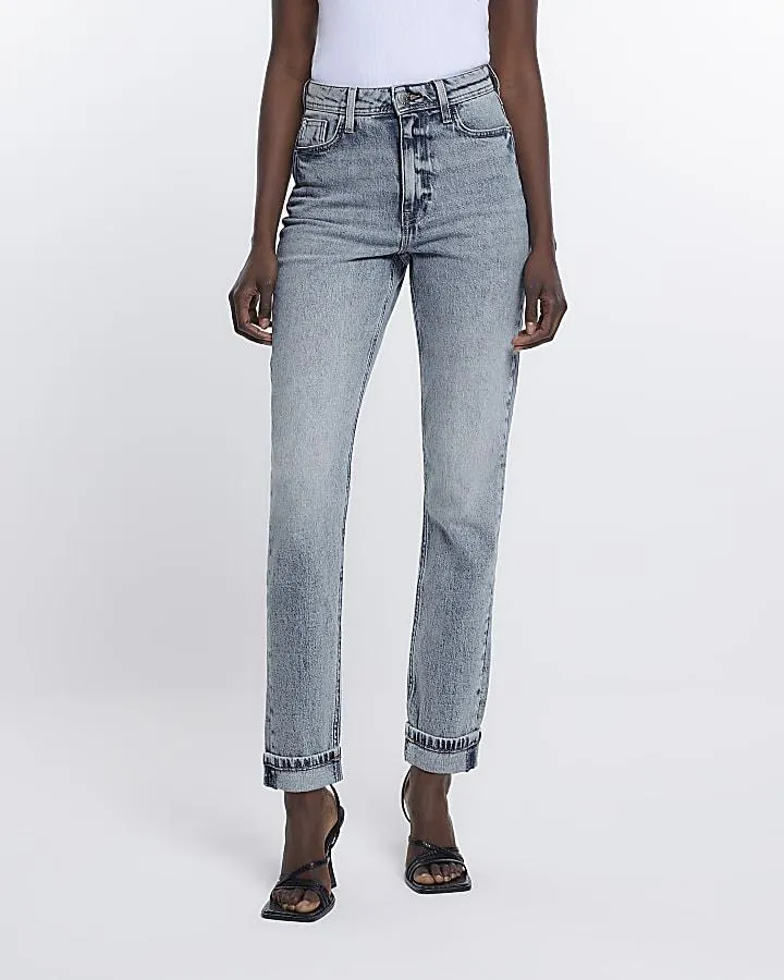 Blue high rise sculpt mom jeans
