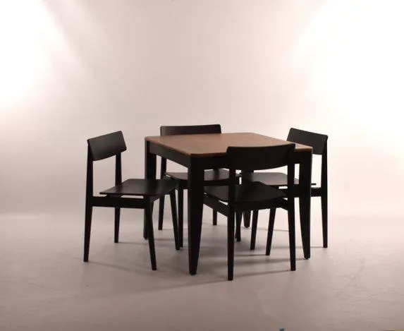 Fixed Top Table & Four Forma Dining Chairs in OG & Black