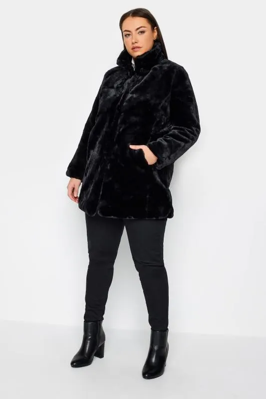 Evans Black Faux Fur Coat