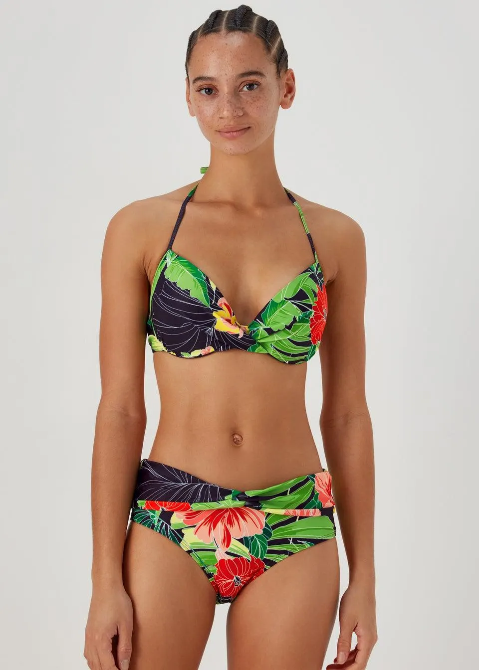 Multicoloured Print Tie Waist Bikini Bottoms