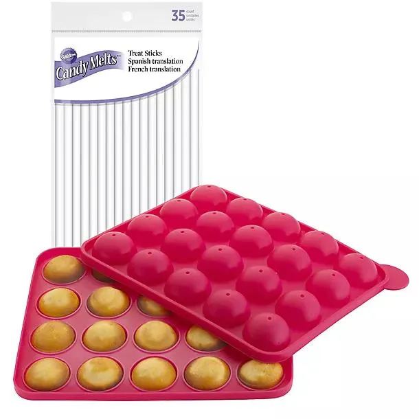 20 Hole Silicone Cake Pop Mould with Wilton Cake Pop Sticks Set