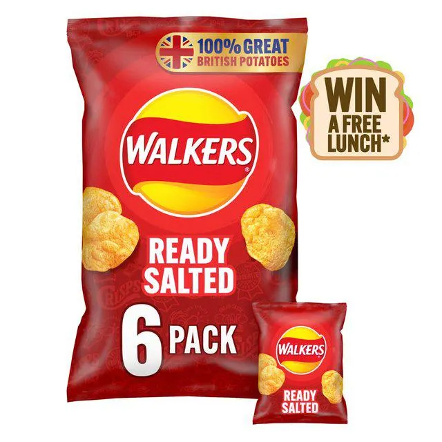 Walkers Ready Salted Crisps 6 per pack